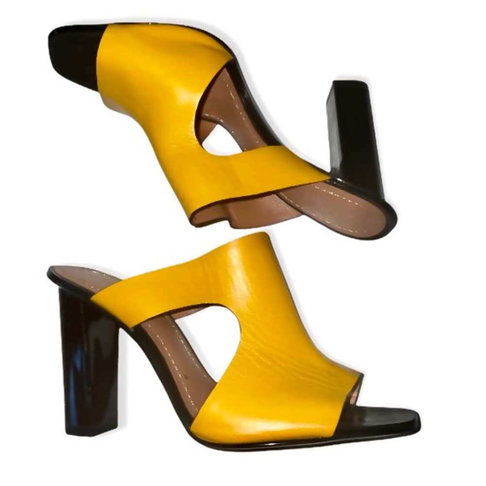 ZARA Women’s Yellow and Black Peep-toe Heels